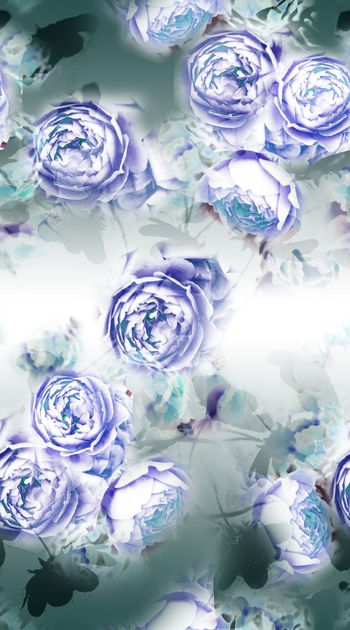 567822-时尚 潮流 花卉 渐变 枝叶 印花