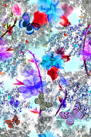 花卉组合印花华亿平台图片