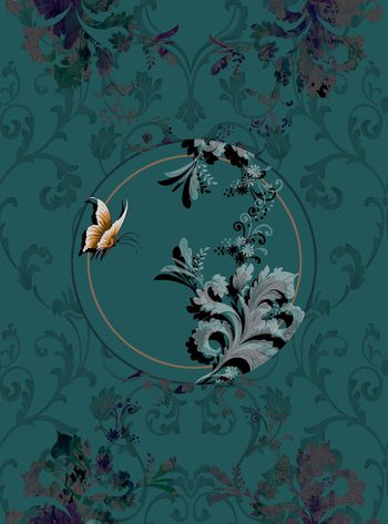 568277-欧式花纹 卷草 蝴蝶 服装 家纺 