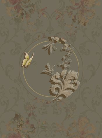 568278-欧式花纹 卷草 蝴蝶 服装 家纺 