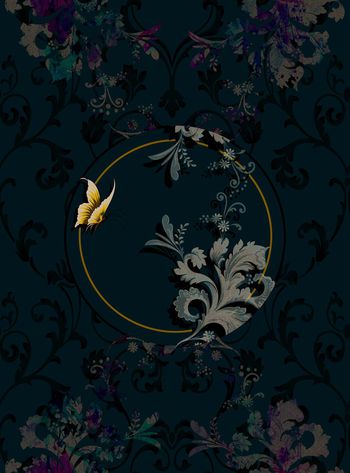 568279-欧式花纹 卷草 蝴蝶 服装 家纺 