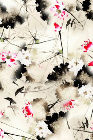 素雅国画印花华亿平台图片