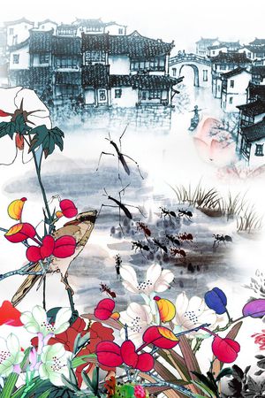 混搭风 民族风 国画 工笔印花华亿平台图片