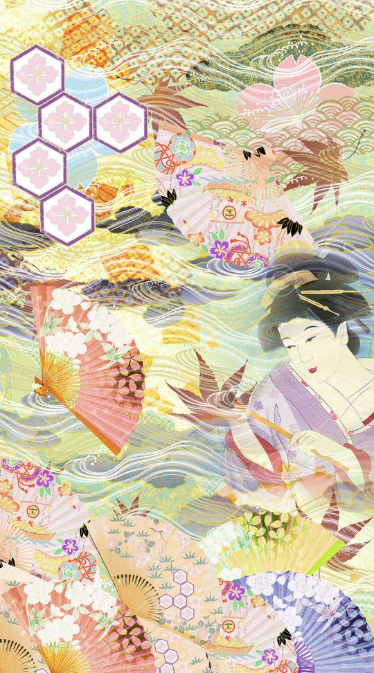 浮世绘纹样 和风传统花纹 樱花印花华亿平台图片