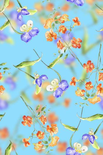 568519-原创时尚潮流花卉抽象肌理数码印花