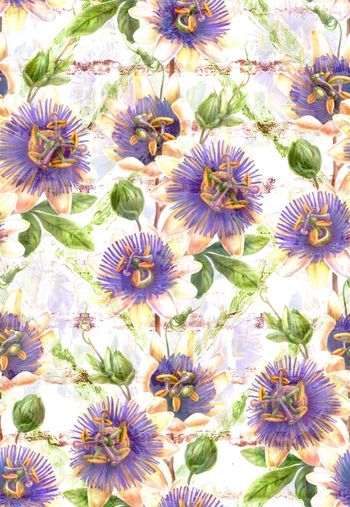 568555-手绘幻彩朦胧花卉 衬衫印花