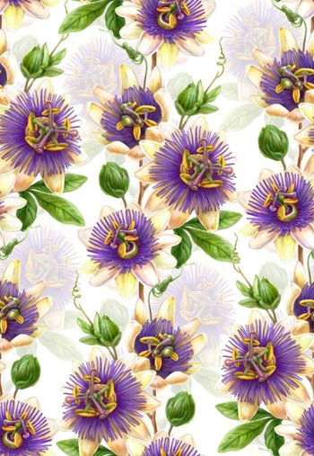 568556-手绘幻彩朦胧花卉 衬衫印花