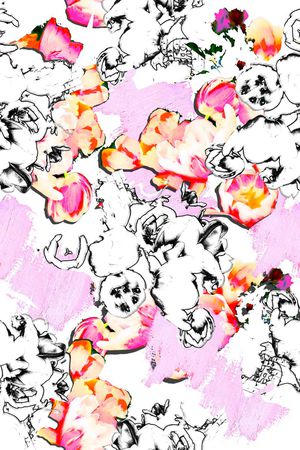 抽象线条 半成花卉印花华亿平台图片