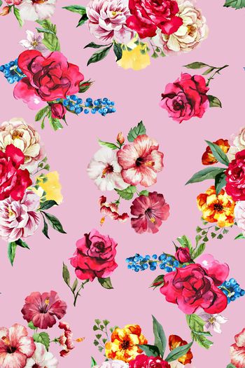 568598-原创时尚潮流水彩花卉手绘华亿平台数码印