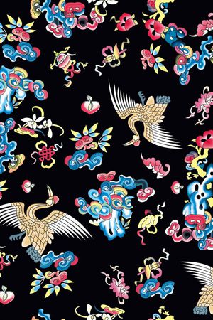 复古中国风祥云仙鹤印花华亿平台图片