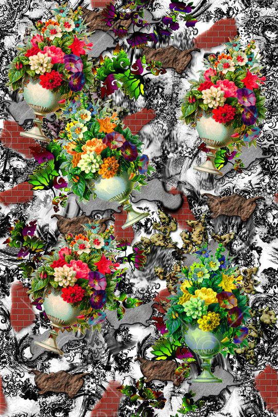 抽像花卉印花华亿平台图片