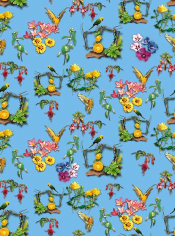 568899-原创鲜花 花卉 鹦鹉 花枝组合华亿平台