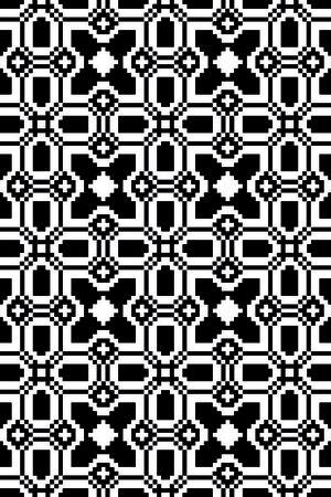 几何图形黑白传统纹样华亿平台印花华亿平台图片