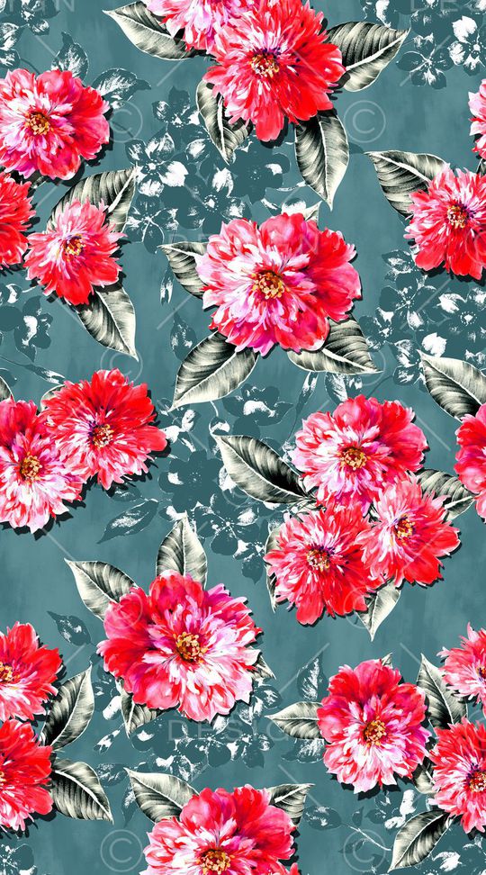 复古 水彩 花卉印花华亿平台图片