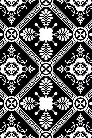 几何图形黑白传统纹样华亿平台印花华亿平台图片