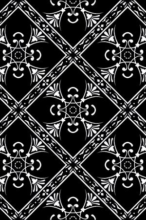 几何图形黑白传统纹样华亿平台印花华亿平台图片