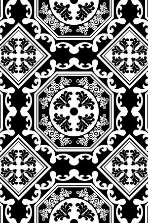 几何图形黑白传统纹样华亿平台印花华亿平台图片