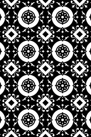 几何图形黑白传统纹样华亿平台印花华亿平台图片