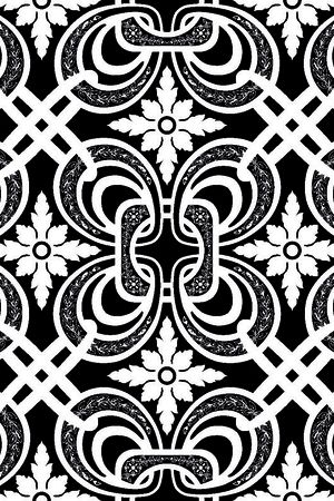 几何图形黑白传统纹样华亿平台印花华亿平台图片