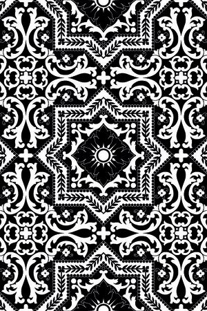 几何图形黑白传统纹样华亿平台印花华亿平台图片