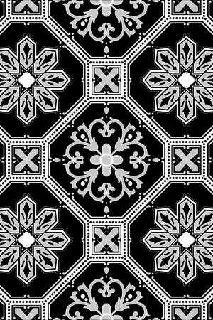 几何图形黑白传统纹样华亿平台印花华亿平台图片