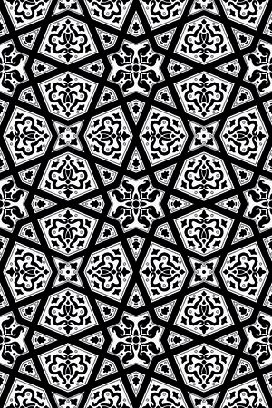 几何图形黑白传统纹样华亿平台印花华亿平台图片