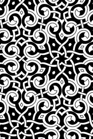 几何图形黑白传统纹样华亿平台印花华亿平台图片