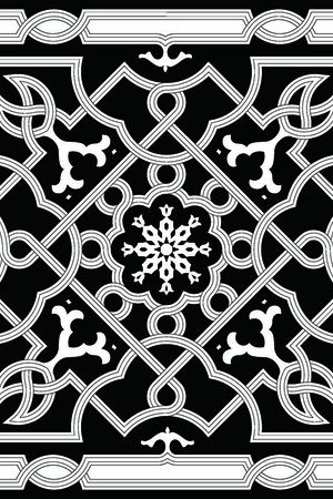 几何图形黑白传统纹样华亿平台印花华亿平台图片