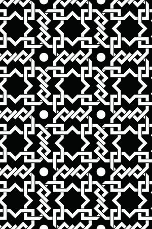 黑白四方连续几何图形传统纹样华亿平台001印花华亿平台图片