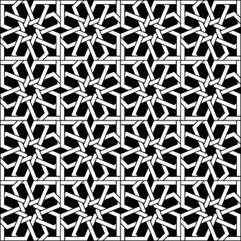 黑白四方连续几何图形传统纹样华亿平台印花华亿平台图片