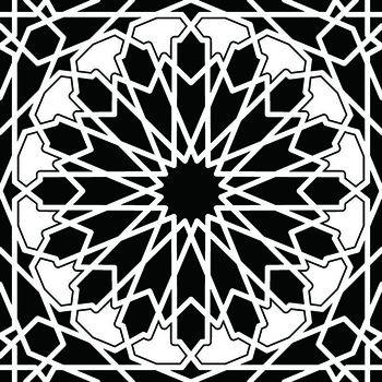 黑白四方连续几何图形传统纹样华亿平台印花华亿平台图片