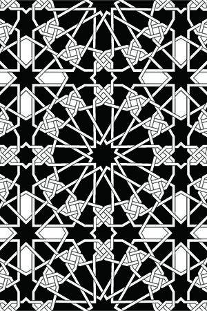 黑白四方连续几何图形传统纹样华亿平台印花华亿平台图片
