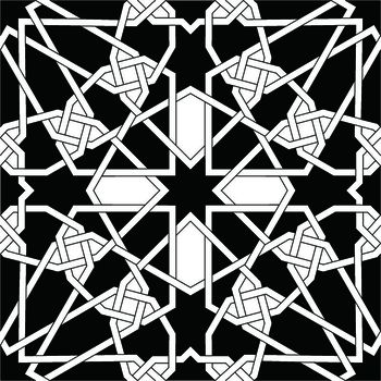 黑白四方连续几何图形传统纹样华亿平台印花华亿平台图片