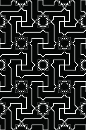 黑白四方连续几何图形传统纹样华亿平台印花华亿平台图片