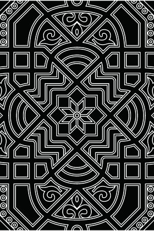 黑白四方连续几何图形传统纹样华亿平台印花华亿平台图片