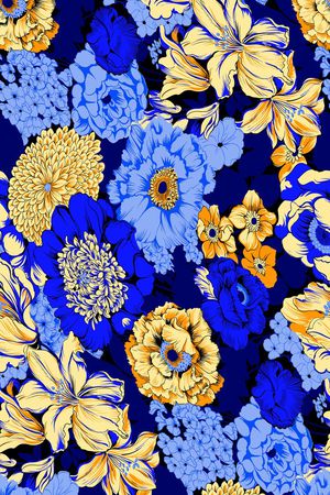 花卉组合印花华亿平台图片