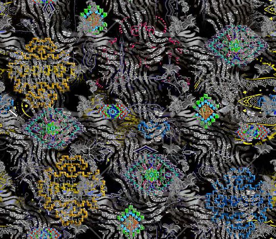 抽像花卉印花华亿平台图片