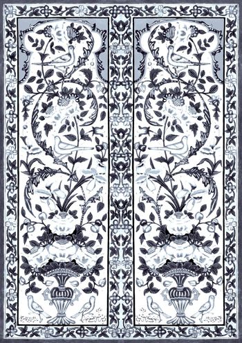 569648-中国风手绘大牌时尚彩色瓷画左右对称