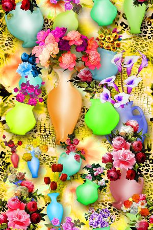 抽像花卉印花华亿平台图片