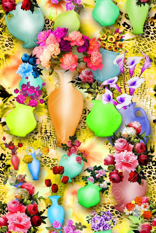 抽像花卉印花华亿平台图片