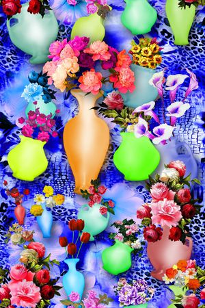 抽像花卉印花华亿平台图片