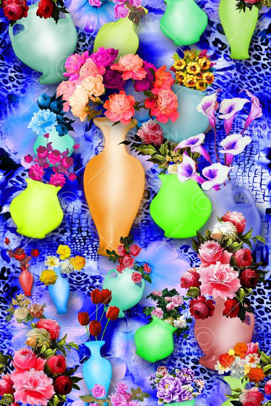 抽像花卉印花华亿平台图片