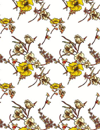 569697-手绘线描印花花卉