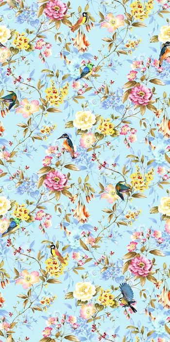 569754-清新 小鸟缠枝花卉