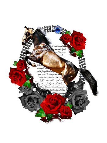 569965-时尚潮流大牌马与花朵定位男女装图案