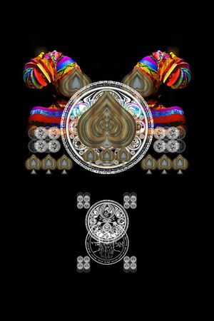 桃心服装布料图案圆形几何图形阿拉伯文字印花华亿平台图片