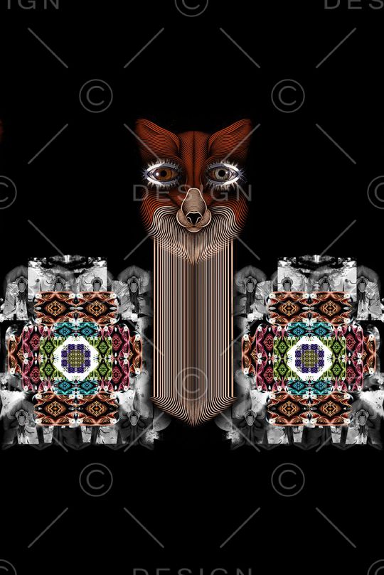 狐狸胡子文字英文眼睛动物纹理印花华亿平台图片