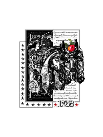 570122-复古双头马定位男装图案