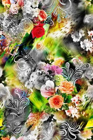 浪漫花卉印花华亿平台图片