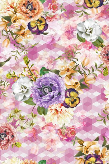 570437-欧洲时尚复古3d几何花卉印花YC0